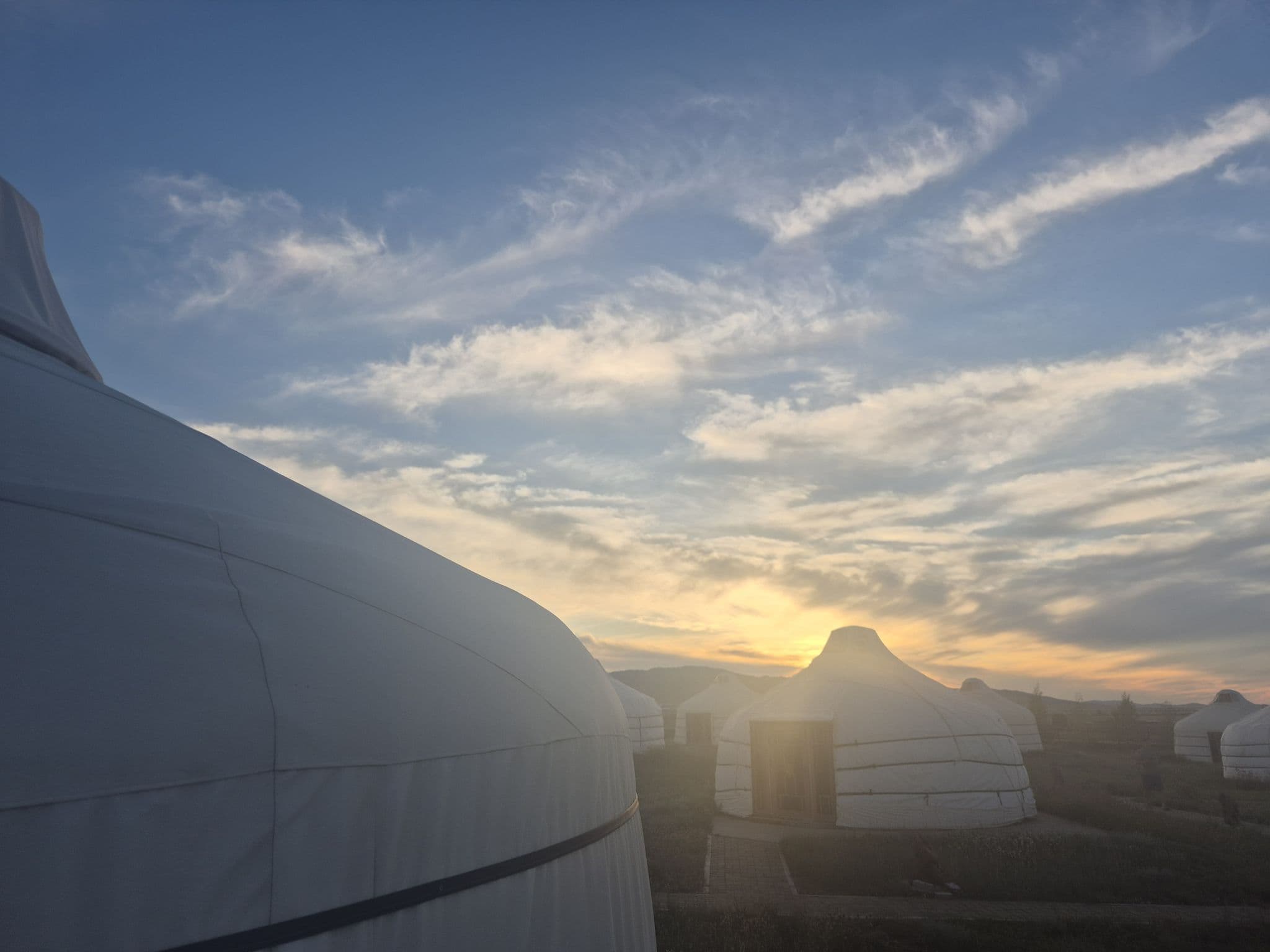 Sunset at a ger camp outside Kharkhorin